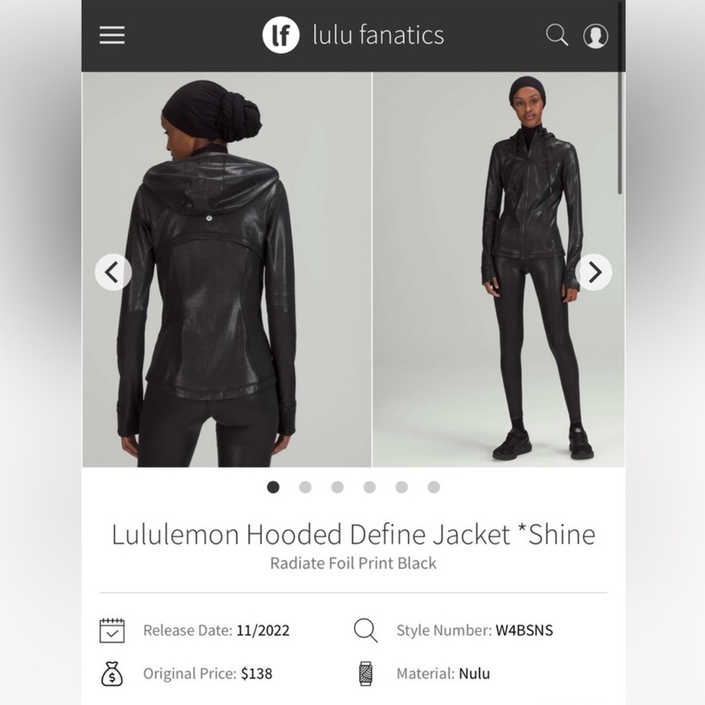 lululemon Athletica Black Shine Define Jacket